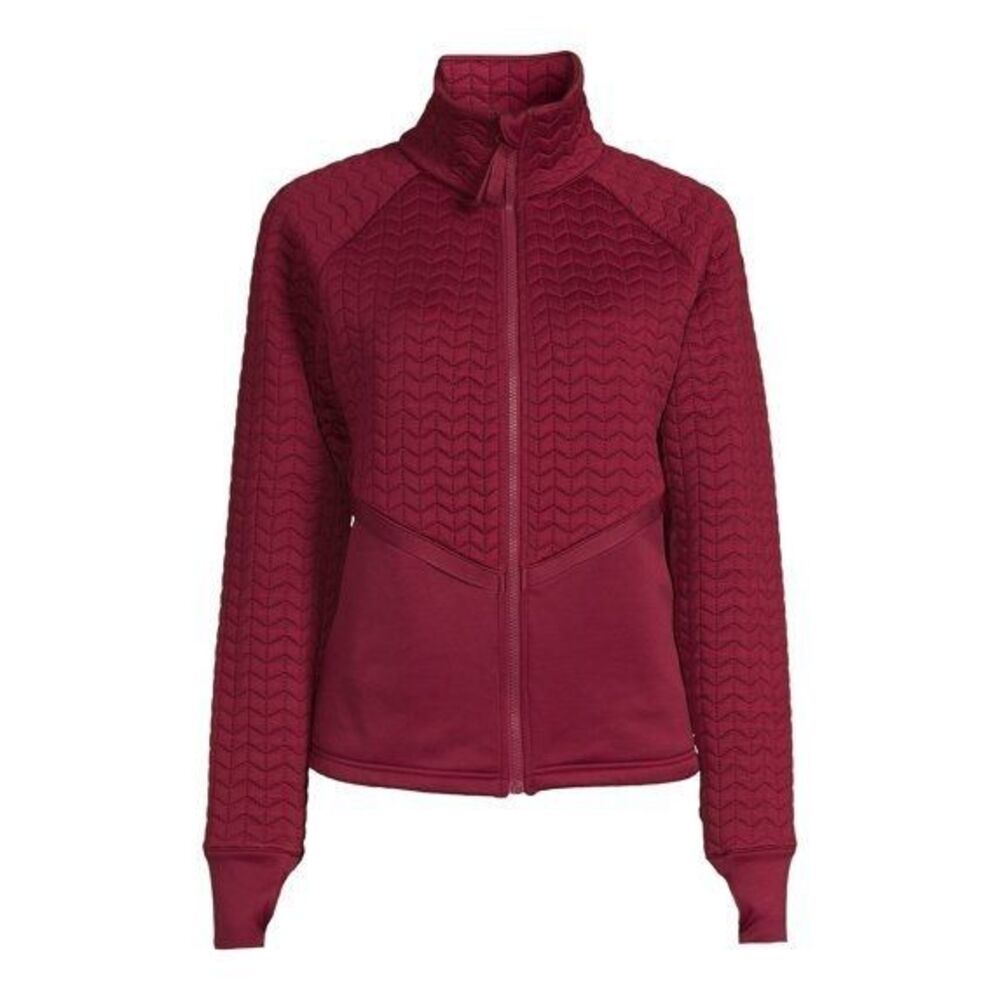 NWT Avia Women's Small 4-6 Full Zip Quilted Mixed Media Jacket With Thumbholes